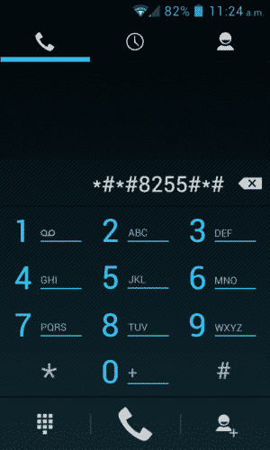Introducir el código *#*#8255#*#*