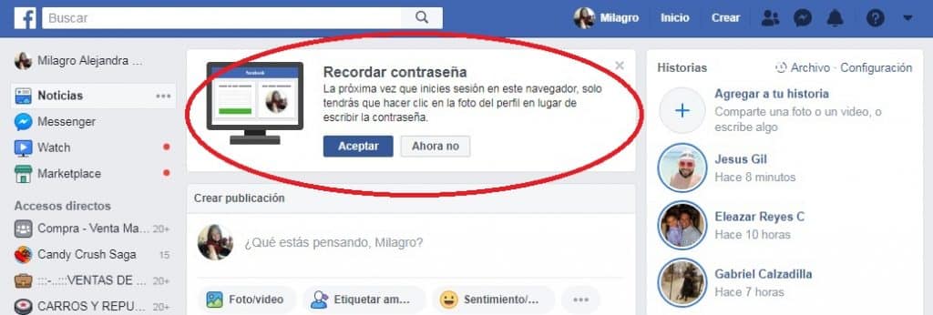 ¿Cómo iniciar sesión en Facebook haciendo clic en la foto de perfil? Paso 6
