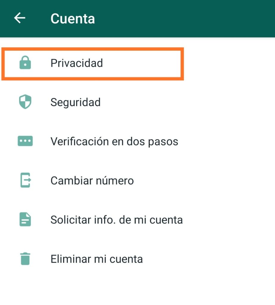 Opcion privacidad bloqueo por huella de Whatsapp en Android