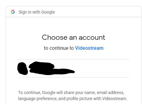 Enlace para iniciar sesión en tu cuenta de Gmail para usar Videostream.