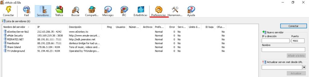 Cómo actualizar los servidores de eMule de forma Manual.