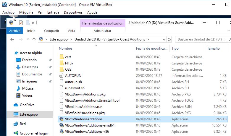 Как установить guest additions virtualbox windows 10