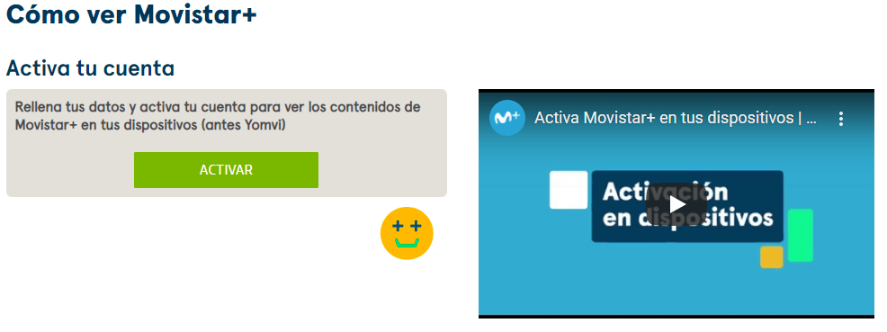 Botón “Activar” de la página web de Movistar+.