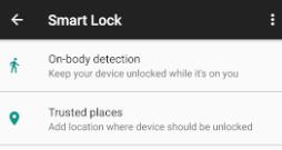 Opción “Trusted places” del menú de “Smart Lock”.