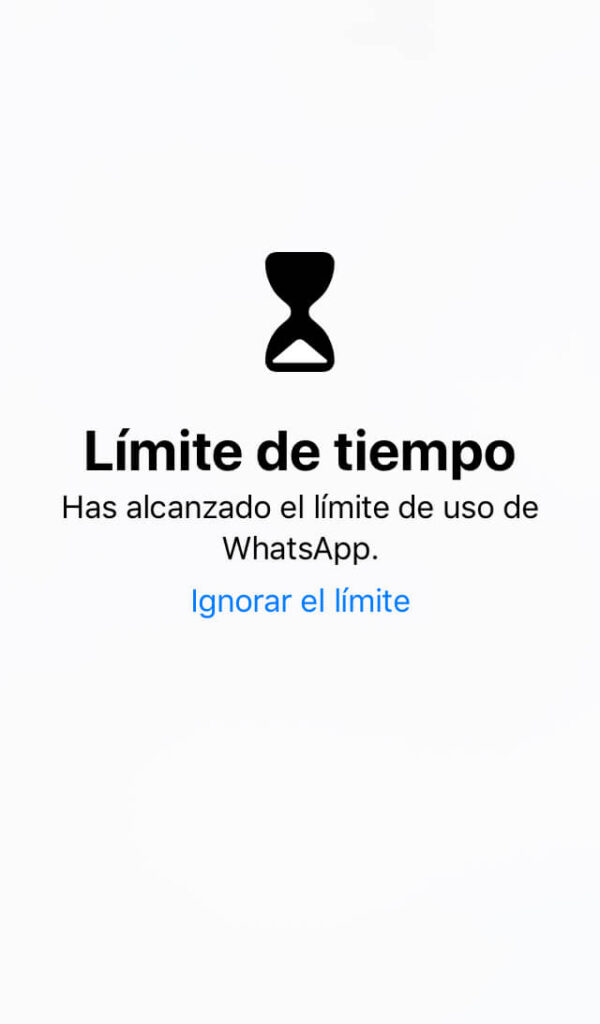 App de WhatsApp mostrando un aviso diciendo “Has alcanzado el límite de uso de WhatsApp”.