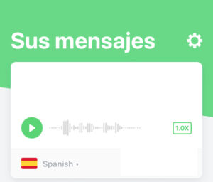 App de Voicepop con una transcripción de una nota de voz de WhatsApp.