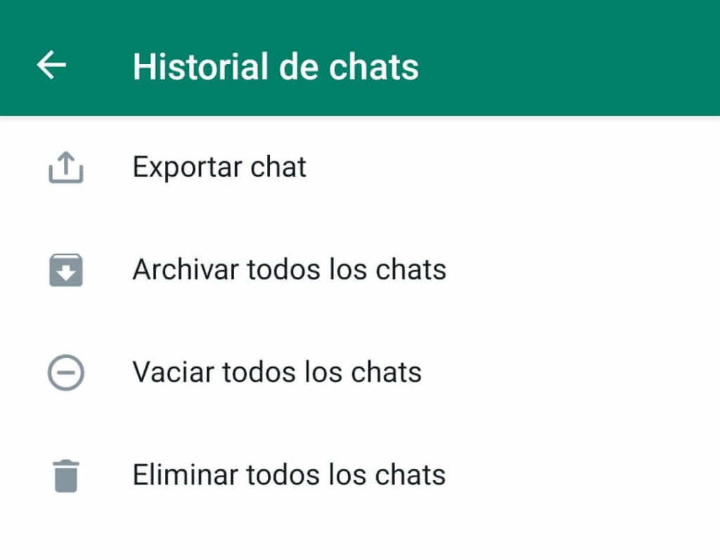 eliminar todos los datos de whatsapp