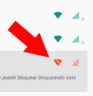 App de NetGuard mostrando que los dos iconos verdes que representan la conexión al Wi-Fi y a los datos de un móvil de una app cambiaron a rojo.