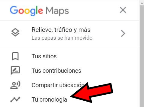 Opción “Tu cronología” de Google Maps.
