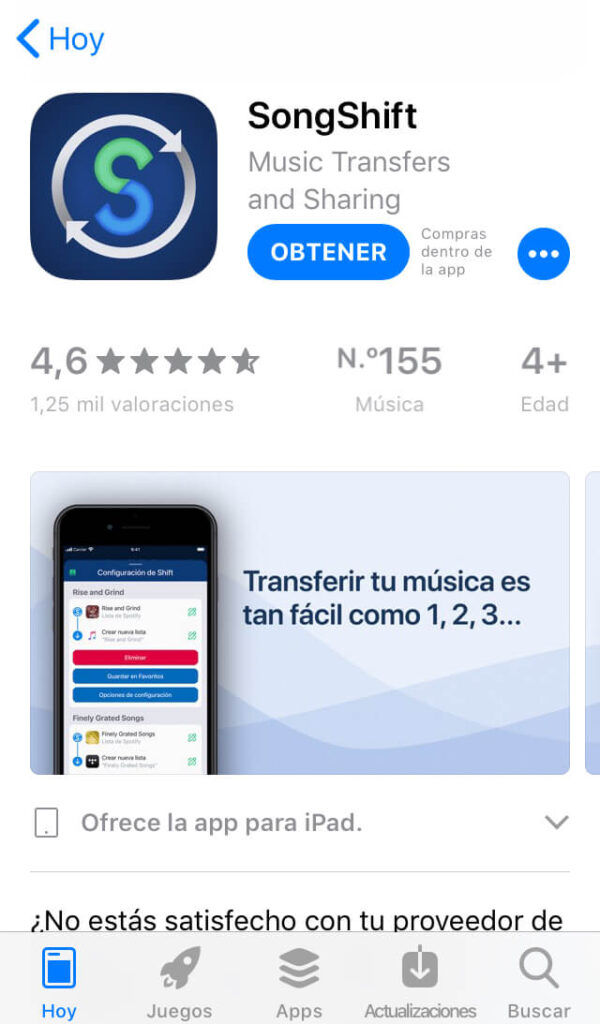 App de SongShift en la App Store.