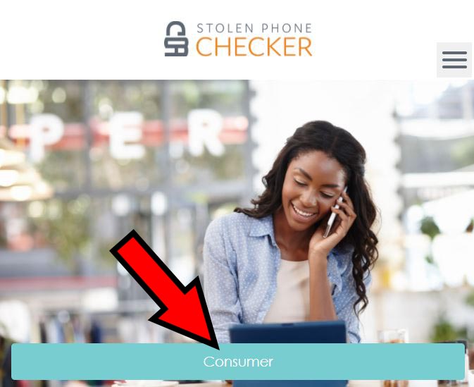 Botón “Consumer” del sitio web de “Stolen Phone Checker”.
