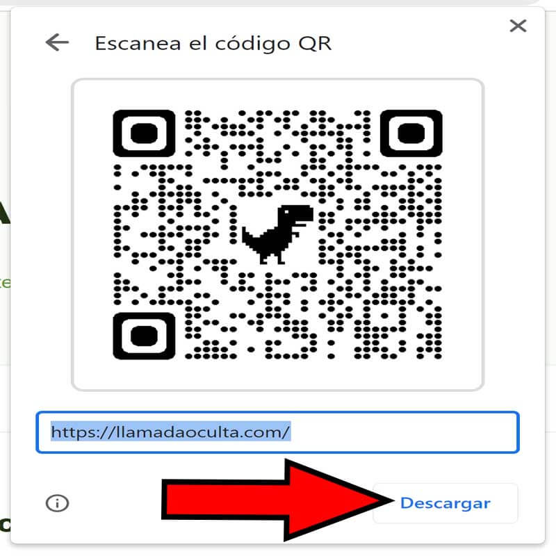 Botón “Descargar”, y código QR de Chrome.