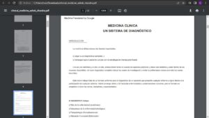Documento PDF traducido con el traductor de Google
