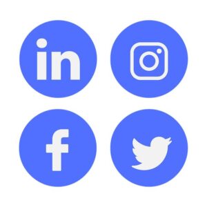 Iconos de Linkedin, Instagram, Facebook, y Twitter.