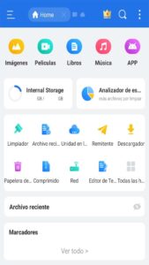 Página de inicio del ES File Explorer.