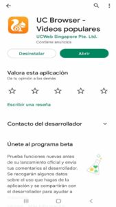 UC Browser en la Google Play Store.