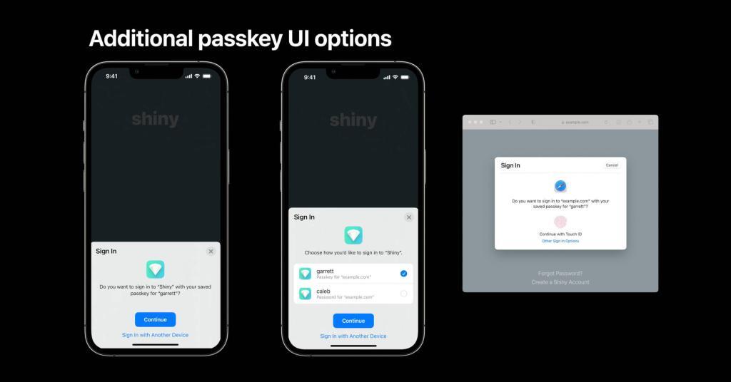 Opciones adicionales de Passkeys