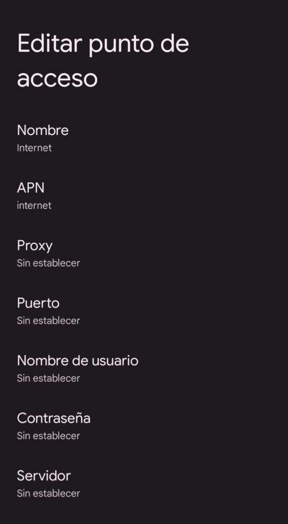 Configurar APN en Android