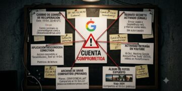 Tablero de investigación con señales de una cuenta de Google comprometida