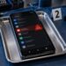 Celular Android aislado en una bandeja técnica con una aplicación maliciosa señalada y una secuencia de limpieza