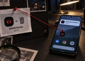 Aplicación eliminada a las 22:14 que reaparece instalada en un celular Android a las 22:47