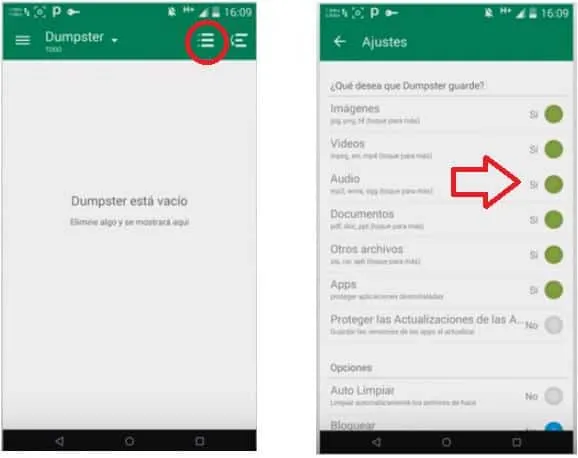 dumpster Recuperar Fotos Eliminadas en dispositivos Móviles 3