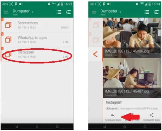 dumpster Recuperar Fotos Eliminadas en dispositivos Móviles 5