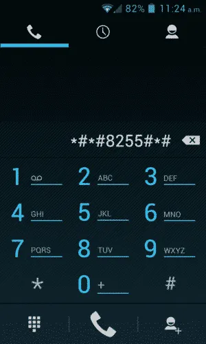 Introducir el código *#*#8255#*#*