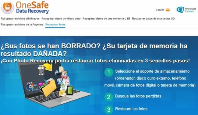 One Safe Data Recovery recupera foto eliminada