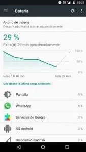 comprobar consumo de bateria en android