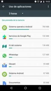 comprobar consumo de ram en android