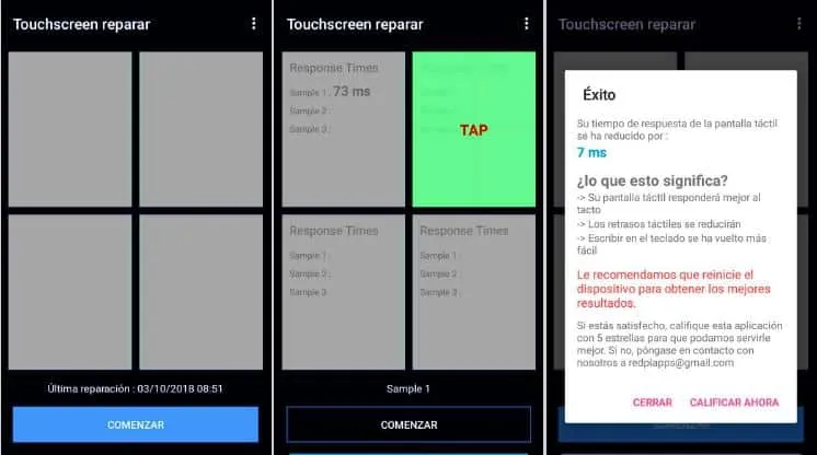 app aplicación android calibrar pantalla táctil teléfono móvil