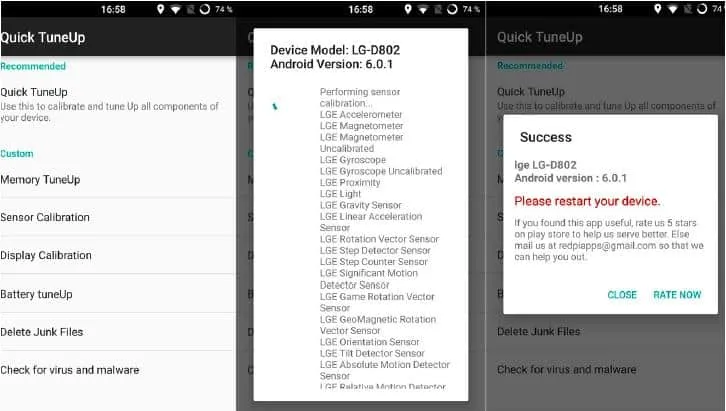 calibrar app pantalla táctil móvil teléfono giroscopio