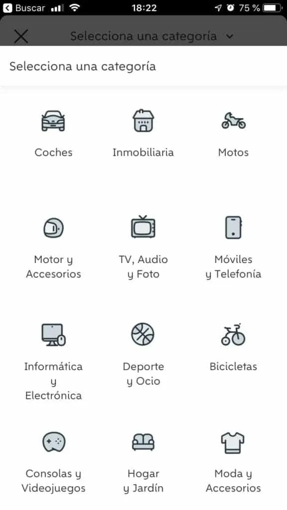 categorias de busqueda en wallapop