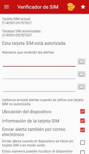 verificacion de sims de cerberus app