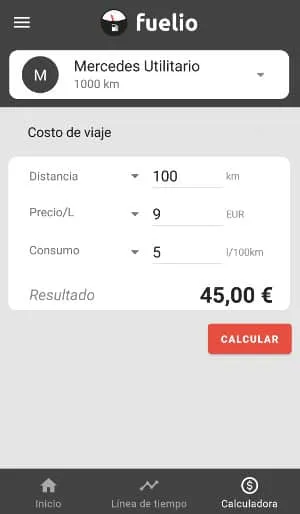 calculadora combustible app fuel.io
