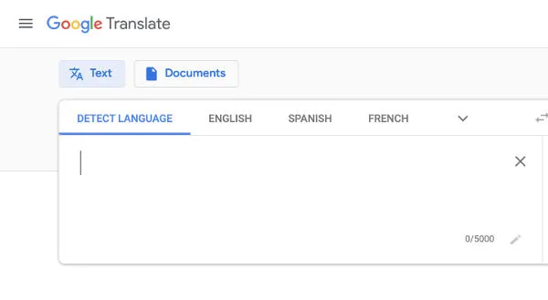 Google Translate interface