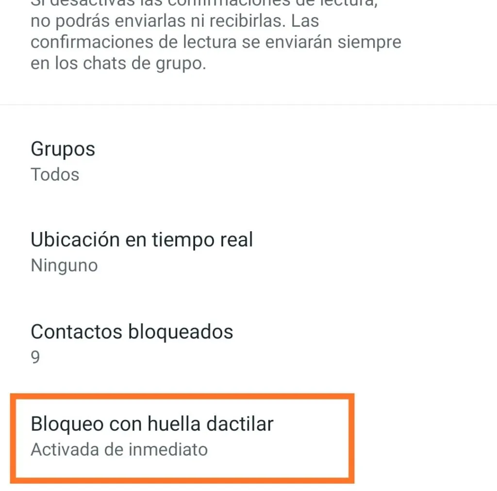 bloquer con huella dactilar whatsapp en android