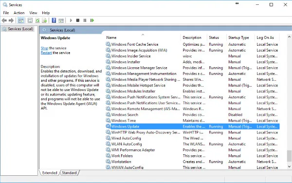 deshabilitar servicio actualizacion windows 10