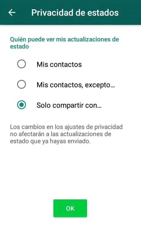 Cómo elegir quiénes pueden ver tus estados en Whatsapp