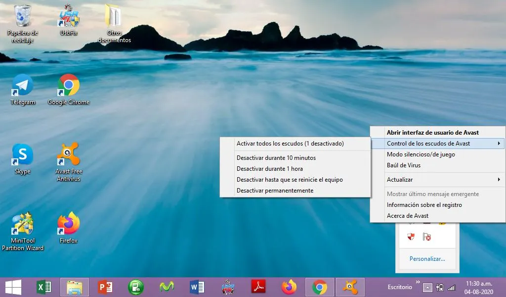 Seleccion Tiempo Desactivar Antivirus