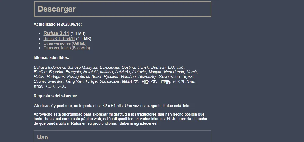 Cómo descargar Rufus