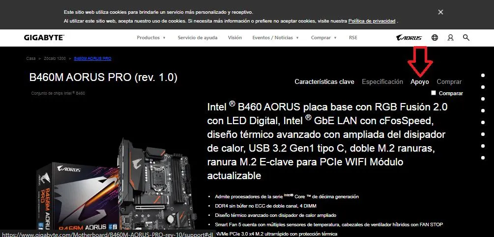 Descargar última actualización de la BIOS