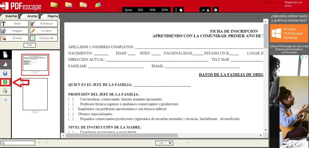 Cómo descargar un PDF editable en PDFescape