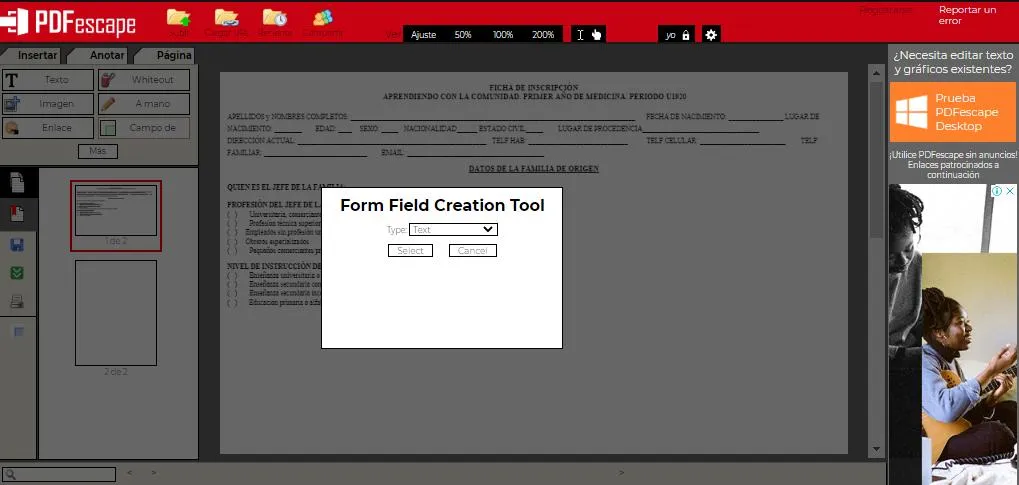 Insertar cuadros de texto en un archivo PDF