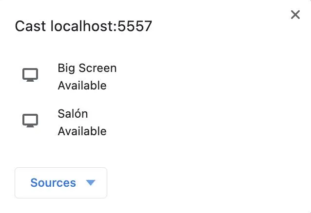 Ventana de Videostream que indica que está buscando nuestro Chromecast.