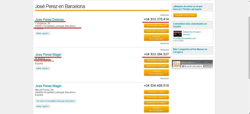 Resultados Busqueda en ABC Teléfonos