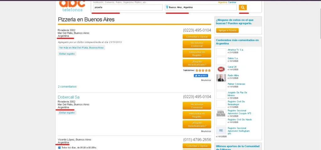 Busqueda de servicios en ABC Telefonos