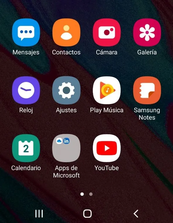 ajustes / configuracion samsung