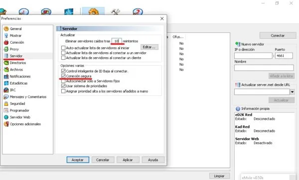 Eliminar servidores caídos en Emule